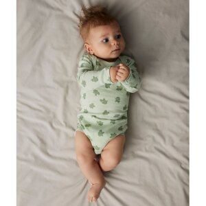 name it 3er-Pack Babybody langarm Elefant grün