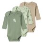 name it 3er-Pack Babybody langarm Elefant grün