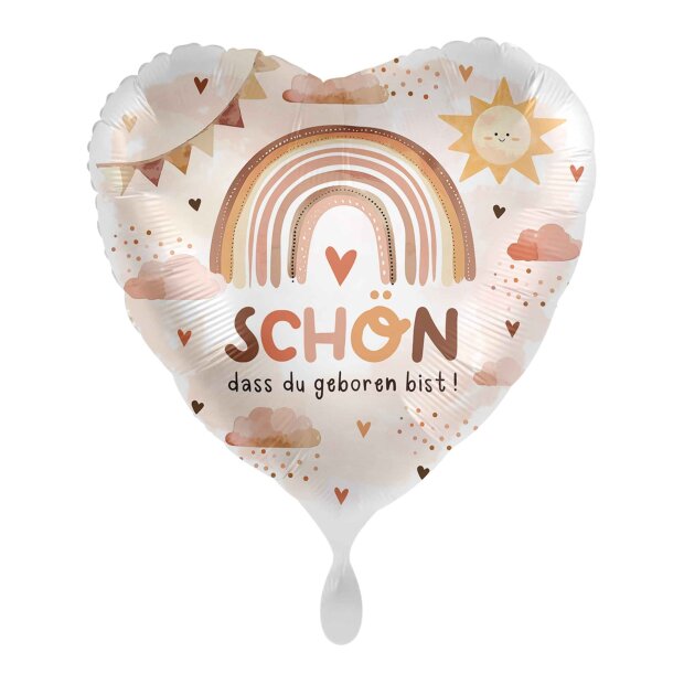 premioloon Herz Balloon - Geburt Regenbogen Neutral (HS)