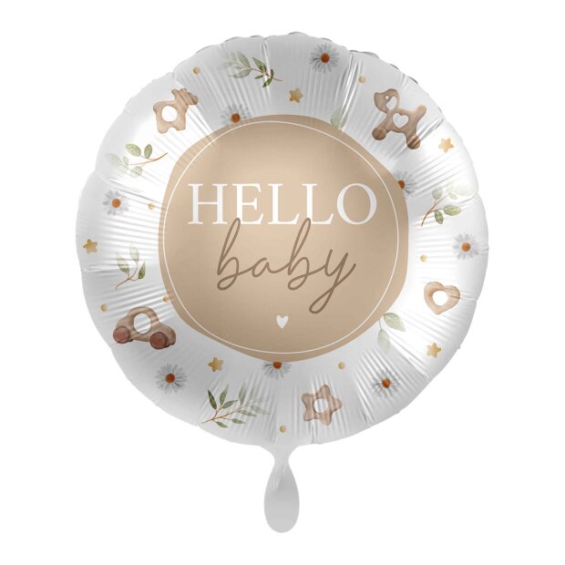 premioloon Balloon - Geburt Hallo Baby beige (HS)