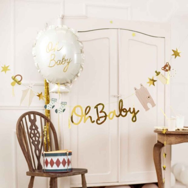 Partydeco Geburt Girlande Oh Baby Banner 2,5m
