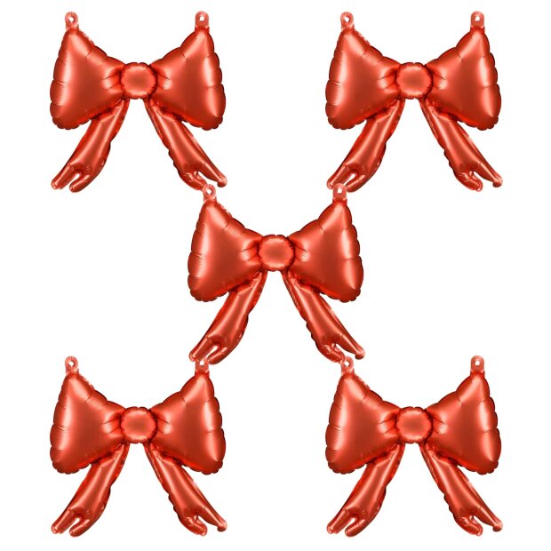 Partydeco 5er Set Folienballons für Girlanden Schleifen, 25,5 x 25 cm, rot