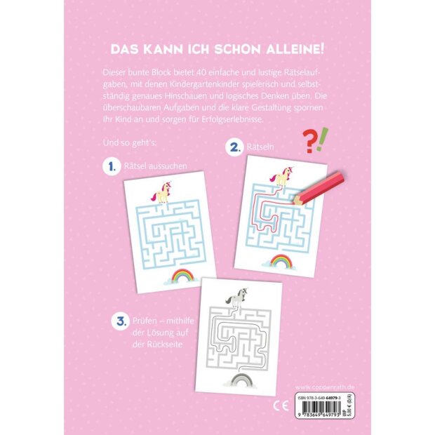 Coppenrath Mein kunterbunter Kindergartenblock - Rätsel ohne Text (Einhörner)