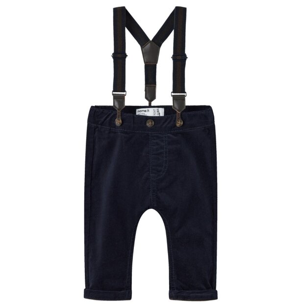 name it Baby Cordhose mit Hosenträgern blau