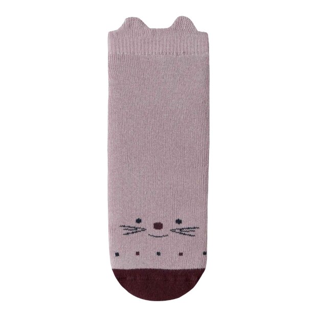 nameit Frottee Socken mit Rutschschutz - rosa Katze