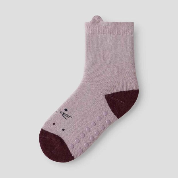 nameit Frottee Socken mit Rutschschutz - rosa Katze