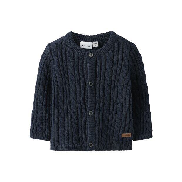name it Baby Strickjacke Zopfmuster blau