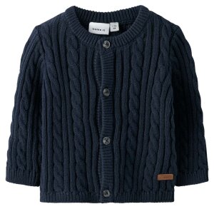 name it Baby Strickjacke Zopfmuster blau