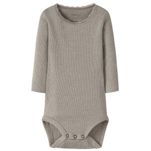 name it Basic Babybody Borte grau braun 74