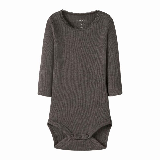 nameit Basic gerippter Babybody - delicioso melange