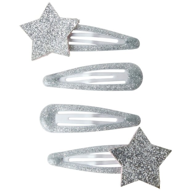 name it 4er-Pack Haarklammer Glitzer silber
