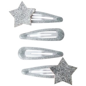 name it 4er-Pack Haarklammer Glitzer silber