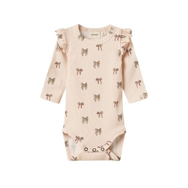Lil Atelier Baby - Body Silver peony Schleifen mit Rüschchen