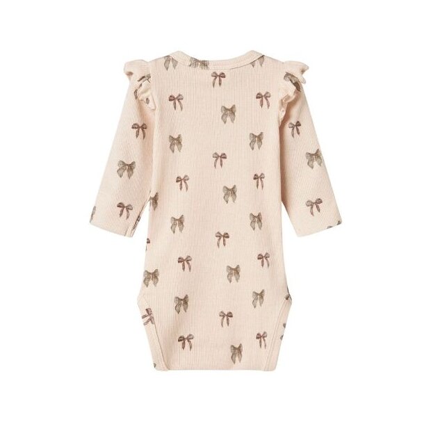 Lil Atelier Baby - Body Silver peony Schleifen mit Rüschchen