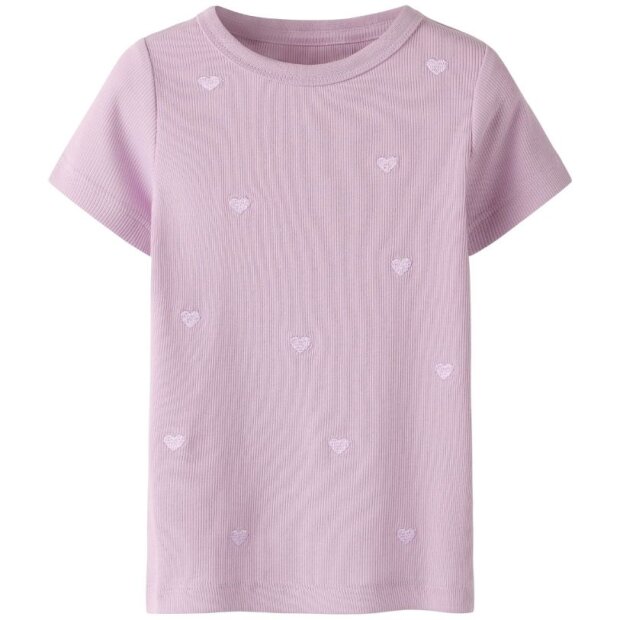 name it T-Shirt Herzchen gerippt rosa