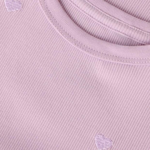 name it T-Shirt Herzchen gerippt rosa