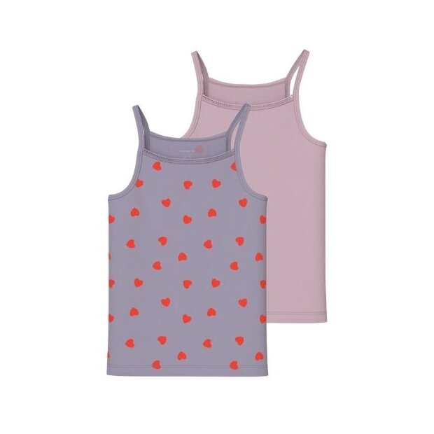 name it KIDS 2er-Pack Unterhemden Herzchen - lavender Gray with keeepsak