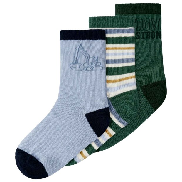 nameit 3er Pack Socken - Bagger Streifen bistro green