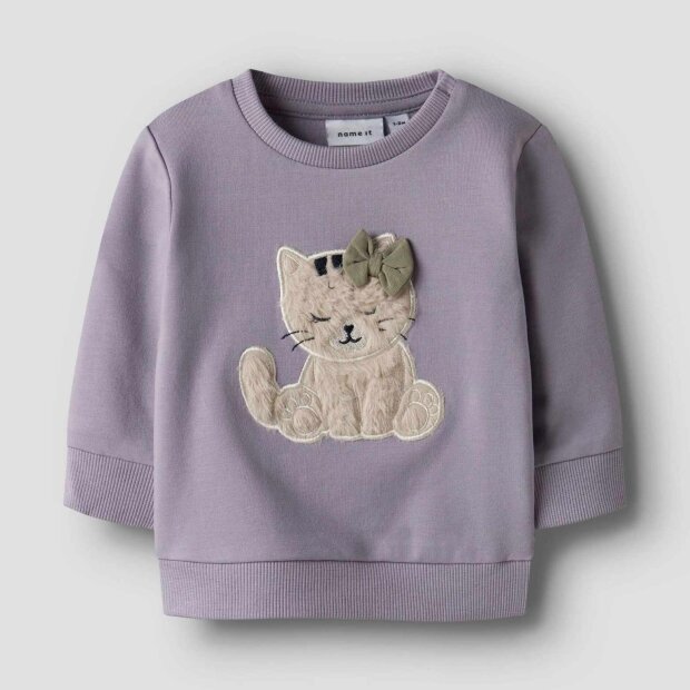 name it angerautes Sweatshirt- Kätzchen lavender gray