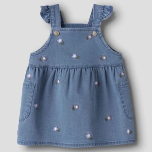 nameit Baby jeans Kleidchen Blümchen - denim blue