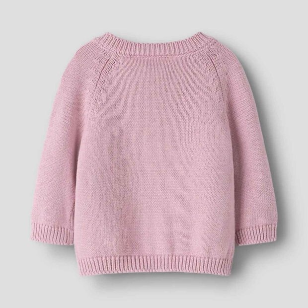 nameit Bio- Baumwoll Strickjacke Blümchen - Dawn Pink