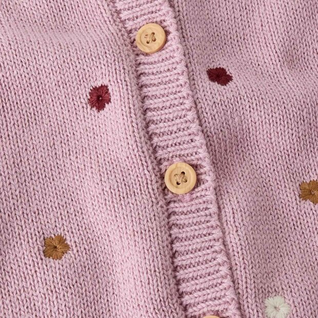 nameit Bio- Baumwoll Strickjacke Blümchen - Dawn Pink