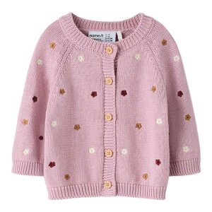 nameit Bio- Baumwoll Strickjacke Blümchen - Dawn Pink