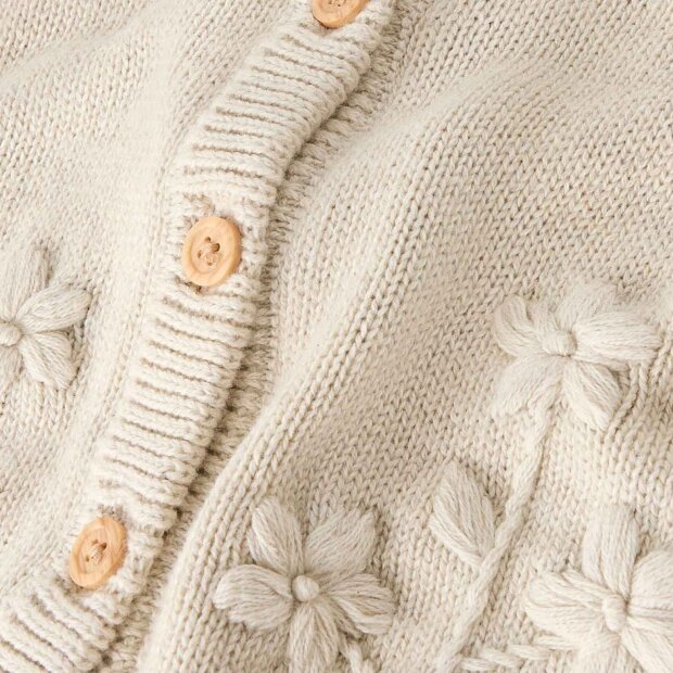 nameit Bio- Baumwoll Strickjacke Blümchen - Peyote Melange
