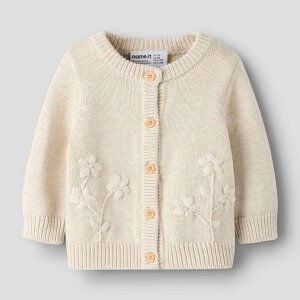 nameit Bio- Baumwoll Strickjacke Blümchen - Peyote...