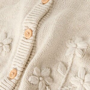 nameit Bio- Baumwoll Strickjacke Blümchen - Peyote...