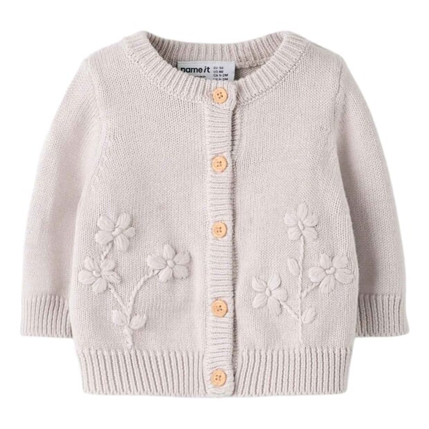 nameit Bio- Baumwoll Strickjacke Blümchen - Lilac Marble