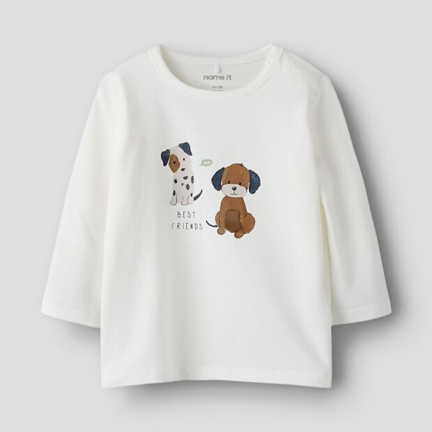 nameit Bio- Baumwoll Oberteil Hund - cloud dancer
