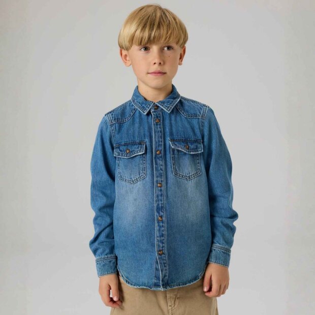 name it KIDS BIO Baumwoll Hemd - Medium Blue Denim
