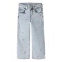 name it weite bestickte Jeans light blue bleached denim