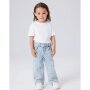 name it weite bestickte Jeans light blue bleached denim