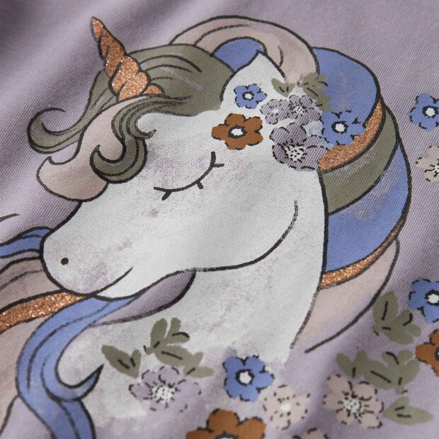 nameit langarm Bio-Baumwoll Oberteil Einhorn - lavender gray