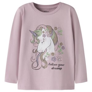 nameit langarm Bio-Baumwoll Oberteil Einhorn - dawn pink