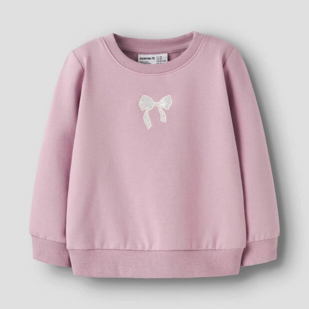 nameit angerautes Sweatshirt Schleife - keepsake lilac