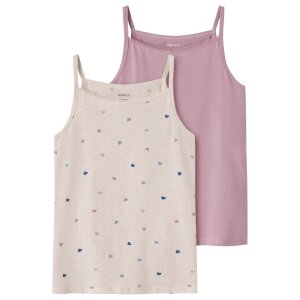 name it KIDS 2er-Pack Unterhemden Herzchen - peyote melange