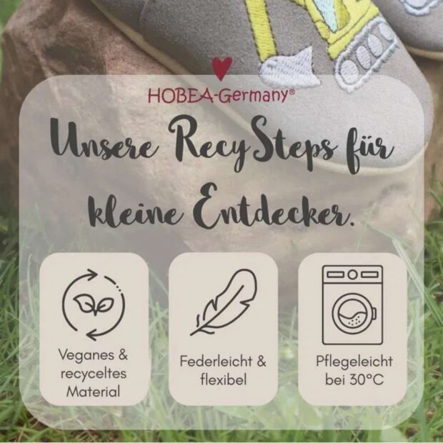 Hobea vegane, waschbare Kinderschuhe RecyStep - beige