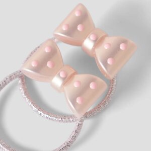 name it 2er-Pack Haargummi Schleife Glitzer - rosa