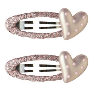 name it 2er-Pack Haarclip Herz Glitzer - rosa