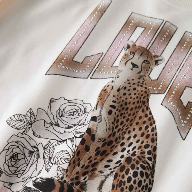 nameit angerautes Sweatshirt - Leopard cloud dancer