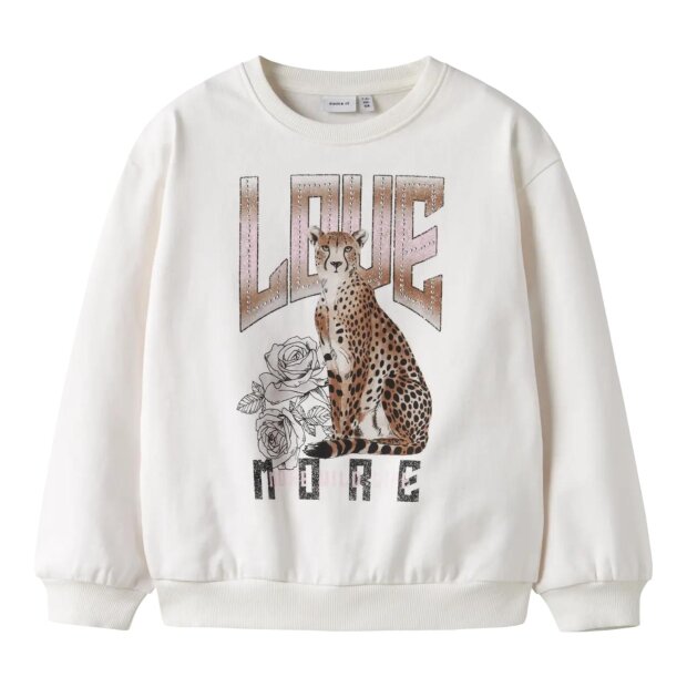 nameit angerautes Sweatshirt - Leopard cloud dancer