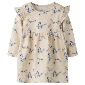 nameit Bio Baumwoll Kleidchen - Vögel Peyote Melange