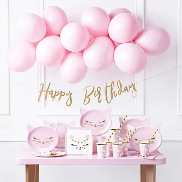 Partydeco Dekorationsset  Kätzchen - rosa (55-teilig)
