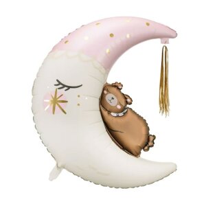 Partydeco Balloon XXL -  Teddybär auf dem Mond rosa...