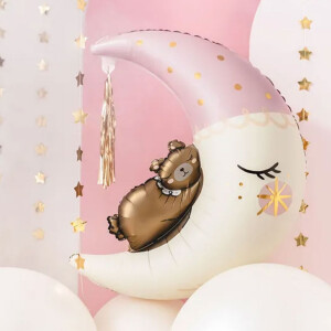 Partydeco Balloon XXL -  Teddybär auf dem Mond rosa...