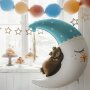Partydeco Balloon XXL -  Teddybär auf dem Mond blau (HM)