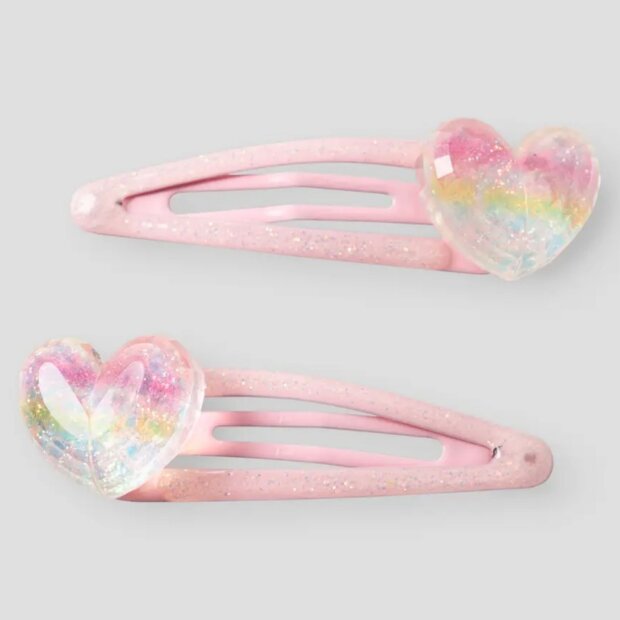 name it 2er-Pack Haarclip Herz Glitzer - Cradle Pink